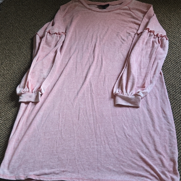 Lane Bryant Dresses & Skirts - Lane Bryant Soft Pink Sweatshirt Ruffle Cozy Midi Sheath Dress Plus